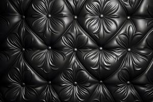 Eleganz schwarz Leder Muster, generativ ai foto