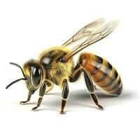 golden Honigbiene oder Biene isoliert auf das Weiß Hintergrund, generieren ai foto