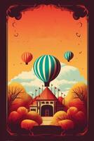 Poster Hintergrund zum Herbst fest. Illustration ai generativ foto