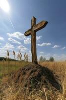 Kreuzigung von Jesus Christus - - Kreuz beim Sonnenuntergang, generieren ai foto