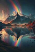 magisch Fantasie Regenbogen, realistisch, max Fluss, Dan Mumford, Sylvain Sarrailh, sehr detailliert, 4k, 8 Tausend, generieren ai foto