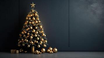 minimalistisch Weihnachten Hintergrund mit Weihnachten Baum. Illustration ai generativ foto