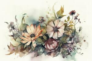 Aquarell Illustration von Blume, generieren ai foto