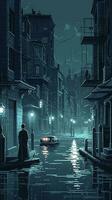 Karikatur Bild von das Nacht Stadt, generieren ai foto