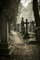 das alt Friedhof beim Heilige Philipps Kirche im Charleston, Süd Carolina, generieren ai foto