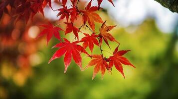 schön Herbst Landschaft mit. bunt Laub im das Park. fallen Blätter natürlich Hintergrund, generieren ai foto