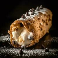 ein Cannoli mit verwischen Hintergrund foto