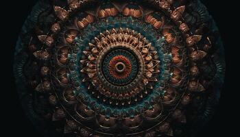 Symmetrie und Kurven erstellen aufwendig Mandala Muster generiert durch ai foto