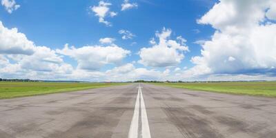 Bild von ein Flughafen mit ein Blau Himmel und Wolken ai generiert foto