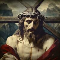 das Leiden von Jesus Christus im das Krone von Dornen. ai generativ. foto