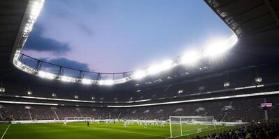 Stadion mit viele von Beleuchtung ai generiert foto