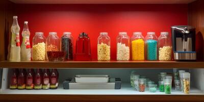 Kino Snack Bar mit Pop Hühneraugen und Sanft trinken ai generiert foto