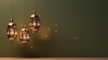 Laterne islamisch , eid Mubarak, eid al adha Banner Illustration ai generativ foto