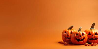 Orange gespenstisch Halloween Hintergrund. Illustration ai generativ foto