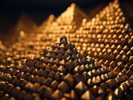 futuristisch abstrakt golden Pyramide geometrisch Hintergrund erstellt mit generativ ai Technologie foto