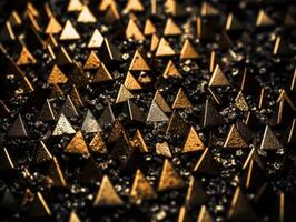 futuristisch abstrakt golden Pyramide geometrisch Hintergrund erstellt mit generativ ai Technologie foto