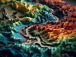 bunt Papier Schnitt Terrain Berge Hintergrund erstellt mit generativ ai Technologie. foto