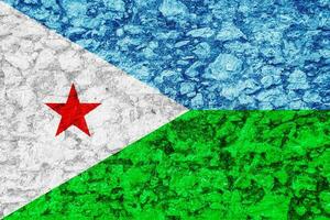 Flagge von Republik von Dschibuti auf ein texturiert Hintergrund. Konzept Collage. foto