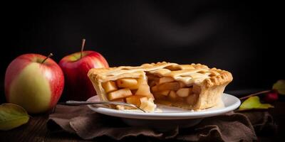 köstlich Apfel Kuchen Essen ai generiert foto