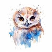 süß Aquarell Eule. Illustration ai generativ foto