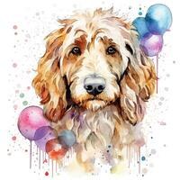 süß Aquarell Goldendoodle Hund. Illustration ai generativ foto