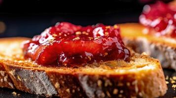 Toast mit frisch Pflaume Marmelade Illustration ai generativ foto