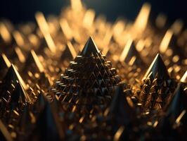 futuristisch abstrakt golden Pyramide geometrisch Hintergrund erstellt mit generativ ai Technologie foto