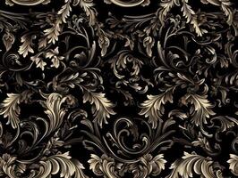 nahtlos Muster königlich Jahrgang viktorianisch gotisch Hintergrund Rokoko Venzel und Quirl erstellt mit generativ ai Technologie. foto