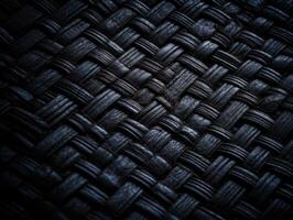 dunkel schwarz abstrakt gewebte Matte Textur. Geflecht Hintergrund erstellt mit generativ ai Technologie foto