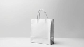 Weiß Papier Einkaufen Tasche. Illustration ai generativ foto