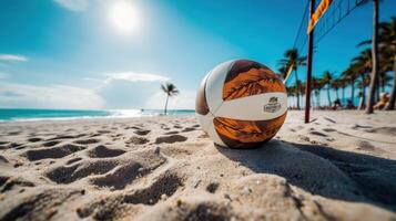 Sommer- Strand Volleyball. Illustration ai generativ foto