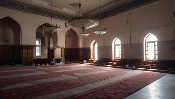 schön Landschaft Moschee, islamisch Hintergrund Moschee, ai generativ foto