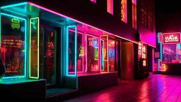 ein Nacht von das Neon- Straße beim das Innenstadt foto