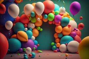 Geburtstag Urlaub Hintergrund mit Luftballons. Illustration ai generativ foto