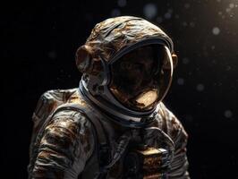 Astronaut im Raumanzug gegen das Hintergrund von das Nacht Himmel erstellt mit generativ ai Technologie foto