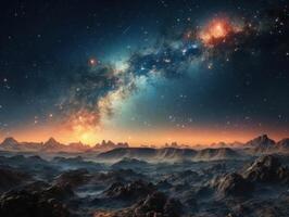 Nacht Himmel Universum gefüllt mit Sterne und Nebel Galaxis abstrakt Kosmos Hintergrund. foto