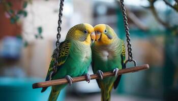 bunt Ara thront auf Zweig, genießen Natur Schönheit generiert durch ai foto