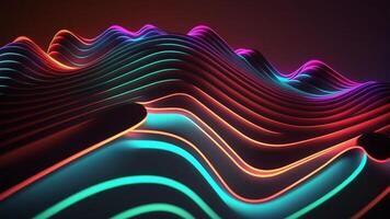 abstrakt Welle Hintergrund, kalt Wasser Neon- glühend mit viele Farben auf ein dunkel Hintergrund mit ai generativ Technologie foto