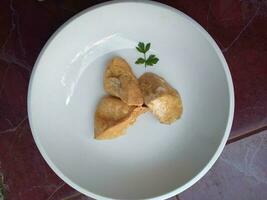 Indonesien Gericht gebraten Tofu, Tahu goreng.hausgemacht gesund vegan asiatisch Mahlzeit, gebraten Tofu. foto