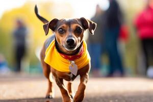 Hund im echt Leben, glücklich Moment mit Haustier ai generativ foto