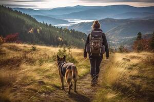 Hund im echt Leben, glücklich Moment mit Haustier ai generativ foto