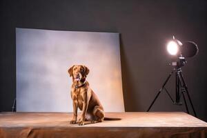 Hund im echt Leben, glücklich Moment mit Haustier ai generativ foto