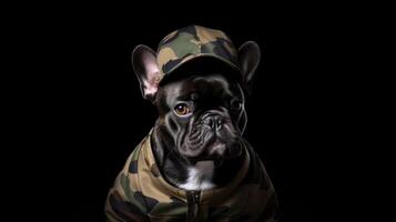 cool Französisch Bulldogge. Illustration ai generativ foto