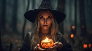 Halloween Hexe. Illustration ai generativ foto