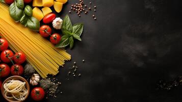 Essen Zutaten zum Italienisch Pasta Illustration ai generativ foto