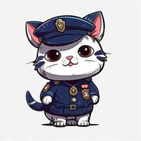 Kätzchen Polizei Karikatur Design Sammlung. bunt Kätzchen tragen Polizei Anzüge einstellen Design zum Kinder Färbung Seiten. bunt Polizei Kätzchen Karikatur Sammlung. ai generiert. foto