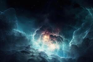 abstrakt Raum Hintergrund mit Nebel und Sterne. 3d Wiedergabe, abstrakt äußere Raum endlos Nebel Galaxis Hintergrund, ai generiert foto