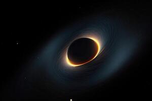 Planet im Raum. Wissenschaft Fiktion Hintergrund. das Schönheit von tief Raum. ein schwarz Loch mit ein glühend Akkretion Scheibe, ai generiert foto