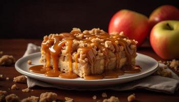 hausgemacht Apfel Kuchen, ein Süss Genuss zum Herbst Erfrischung generiert durch ai foto