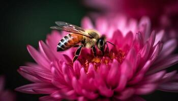 beschäftigt Honig Biene bestäubt beschwingt Gelb Blume generativ ai foto